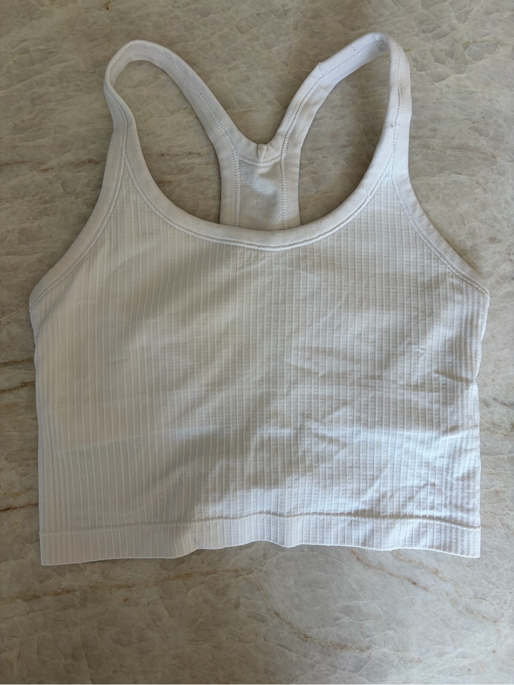 lululemon athletica White Ribbed Racerback Crop